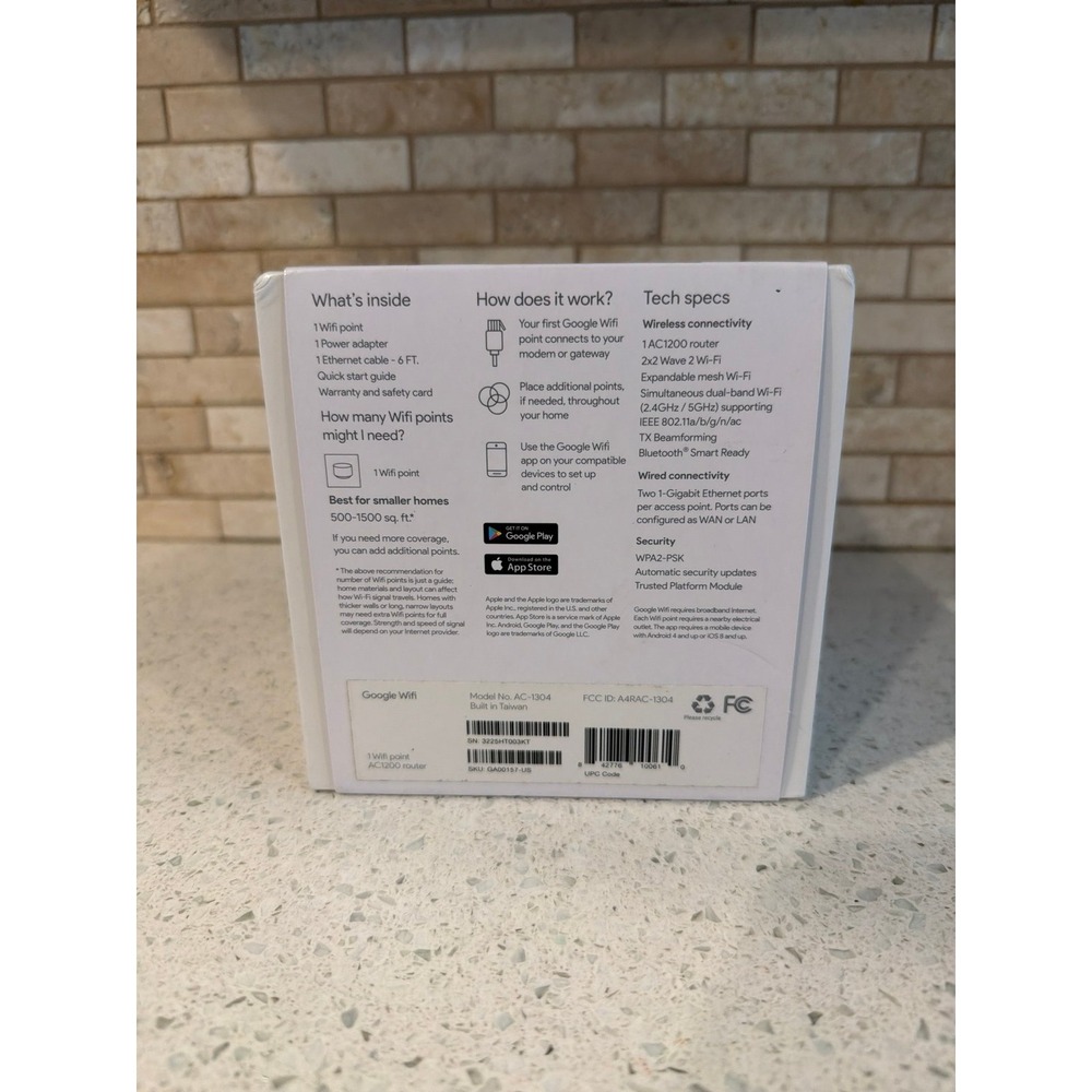 Google Wifi Home Wi-Fi‎ System Mesh Router AC1200 Wireless Smart Router White - Picture 3 of 3
